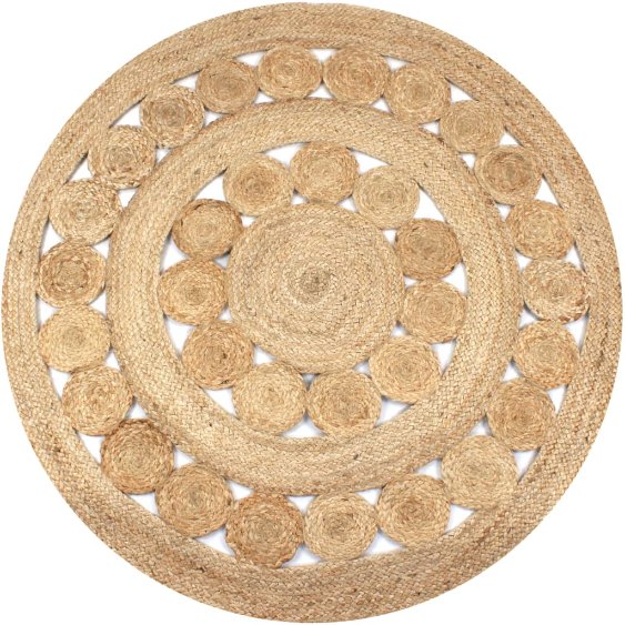 vidaXL Rug round 90 cm braided jute