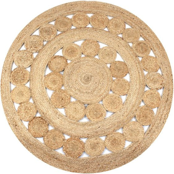 vidaXL Rug round 90 cm braided jute
