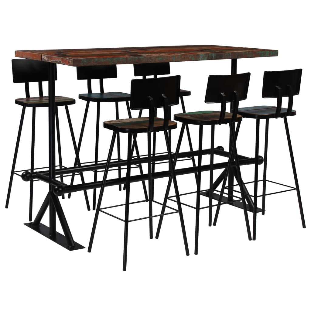 vidaXL 3-delige Barset massief gerecycled hout meerkleurig