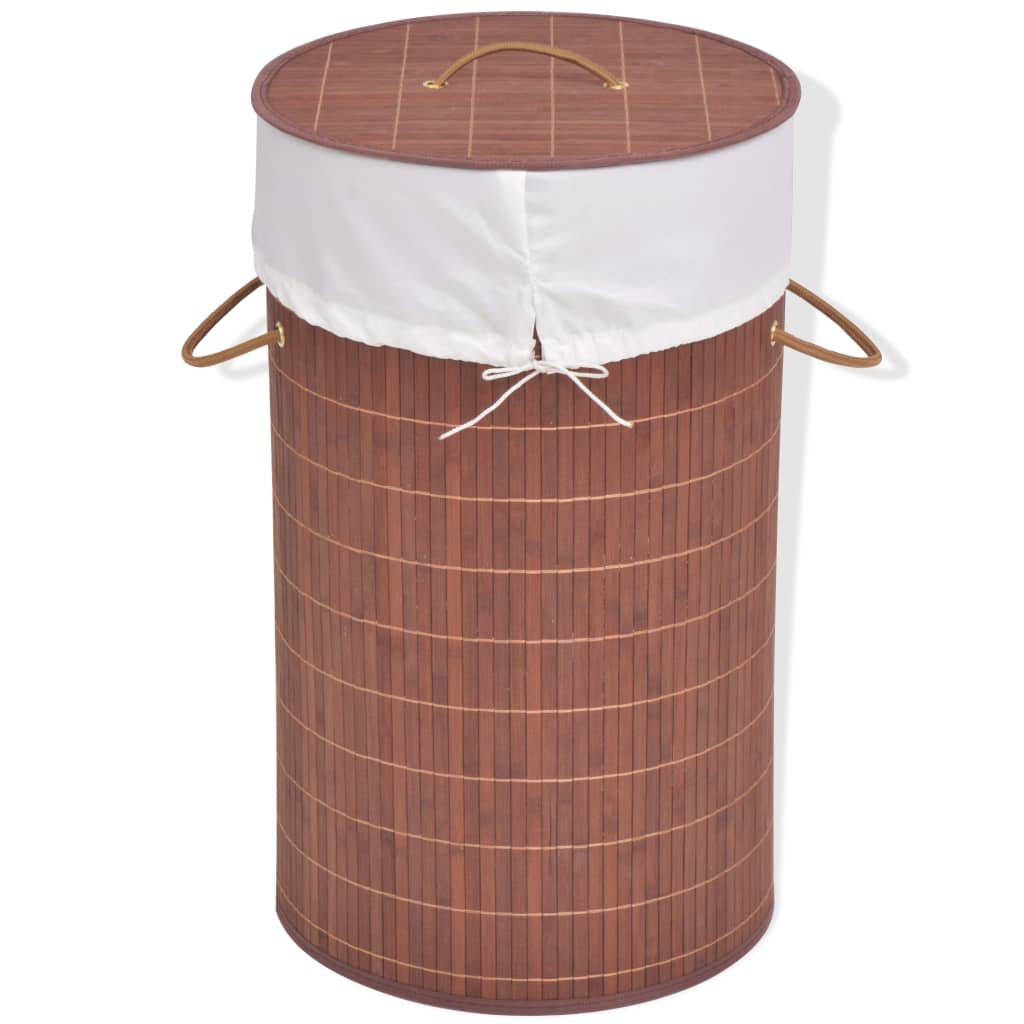 vidaXL Laundry Basket Round Bamboo Natural