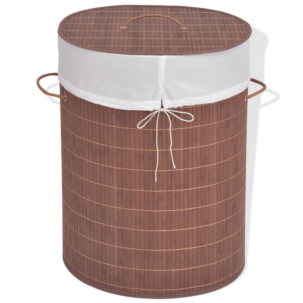 vidaXL Laundry Basket Round Bamboo Natural