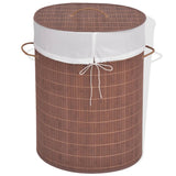 vidaXL Laundry Basket Round Bamboo Natural