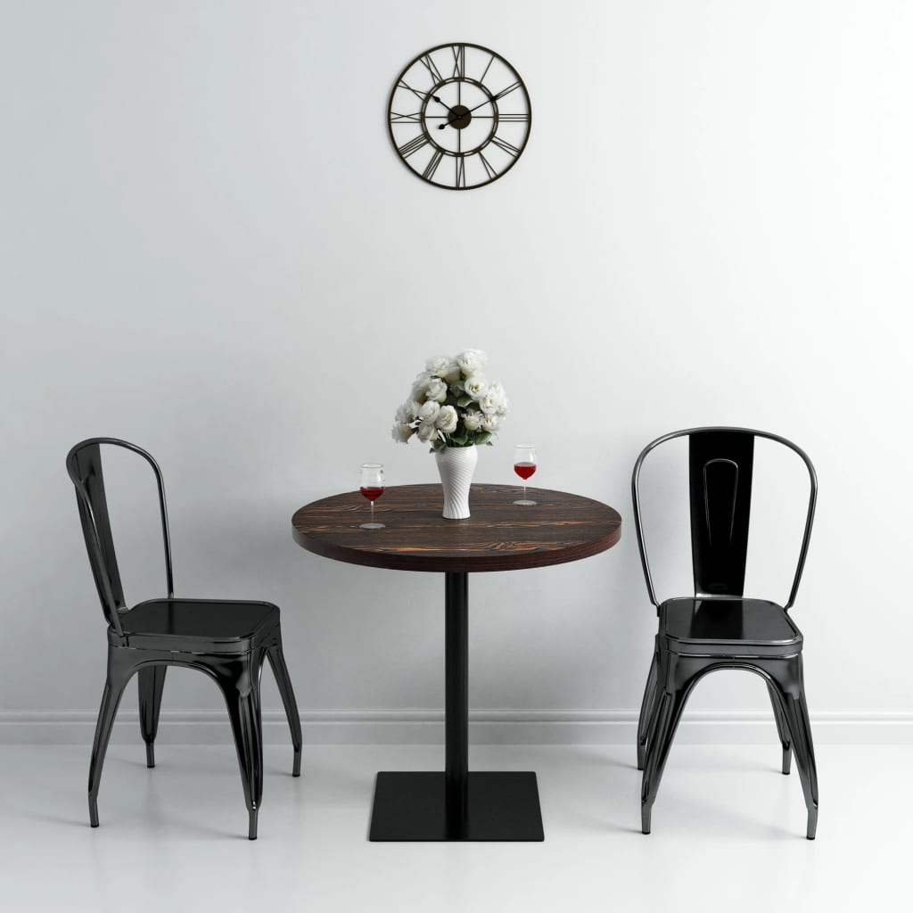 vidaXL Bistrotafel rond 60x75 cm MDF en staal donker essenkleur