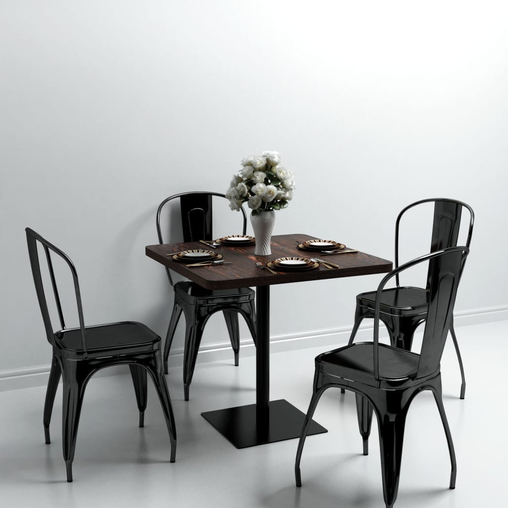 vidaXL Bistrotafel rond 60x75 cm MDF en staal donker essenkleur