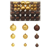 vidaXL 100-piece Christmas Ball Set 3/4/6 cm Gold