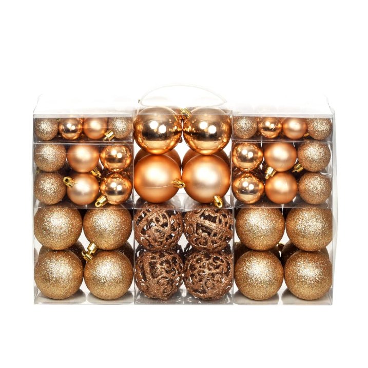 vidaXL 100-piece Christmas Ball Set 3/4/6 cm Gold