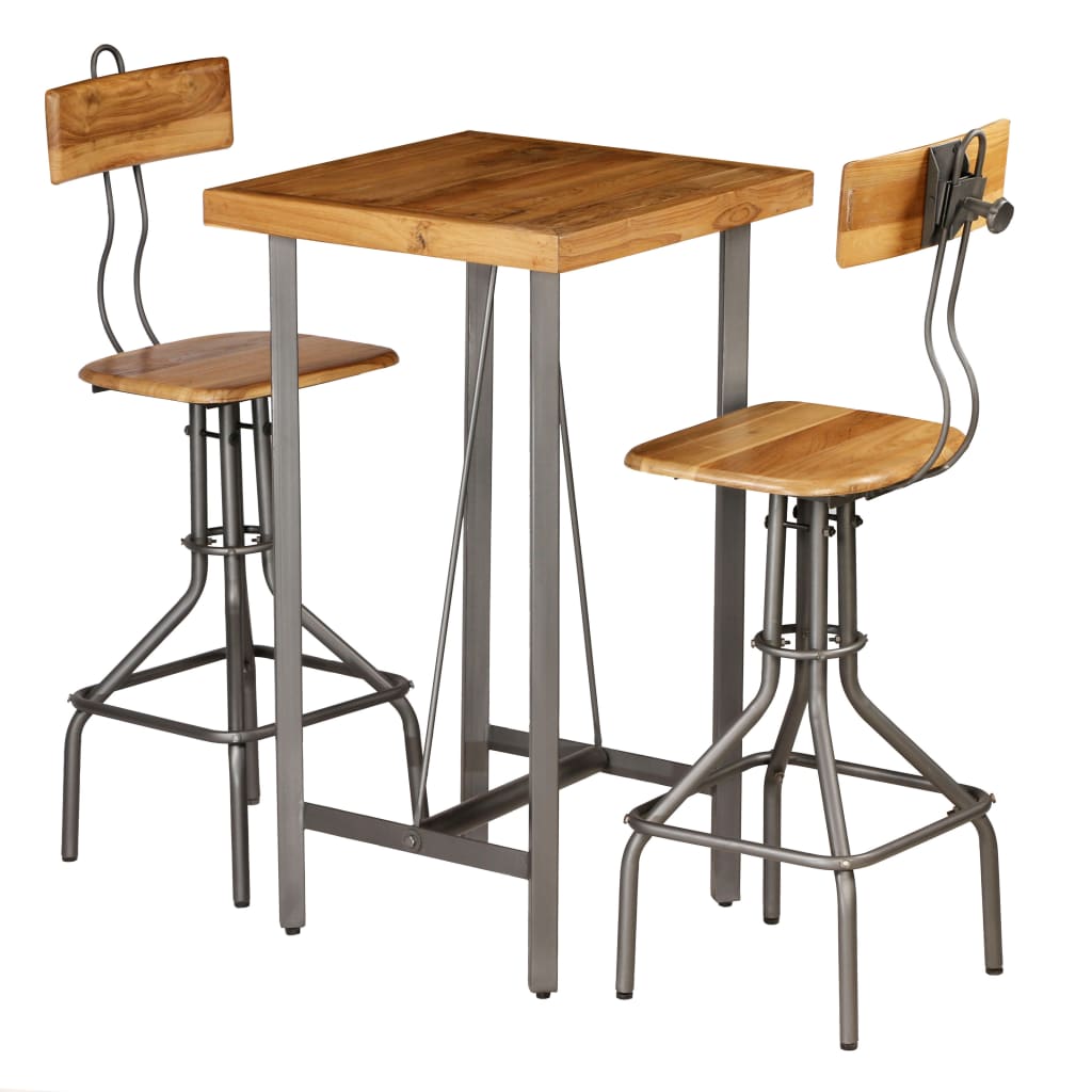 vidaXL 3-piece Solid Reclaimed Teak Bar Set