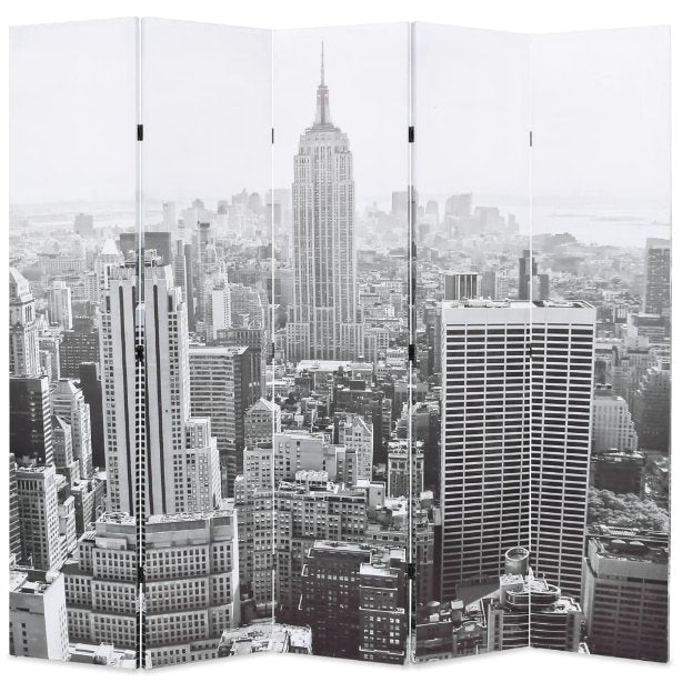 vidaXL Room Divider New York Daylight 120x170 cm Black and White