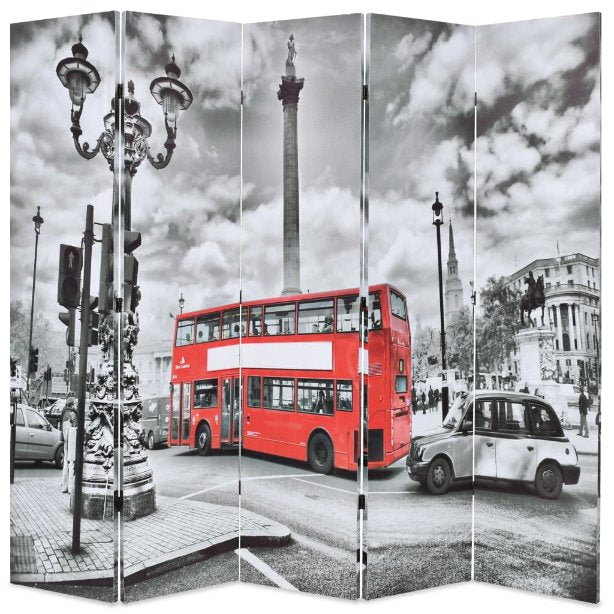 vidaXL Folding Room Divider London Bus 120x170 cm Black and White