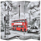 vidaXL Folding Room Divider London Bus 120x170 cm Black and White
