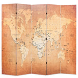 vidaXL Folding Room Divider World Map 120x170 cm Yellow