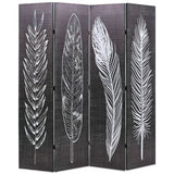 vidaXL Folding Room Divider Feathers 120x170 cm Black and White