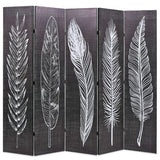 vidaXL Folding Room Divider Feathers 120x170 cm Black and White