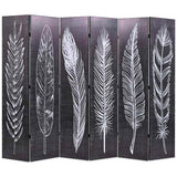 vidaXL Folding Room Divider Feathers 120x170 cm Black and White