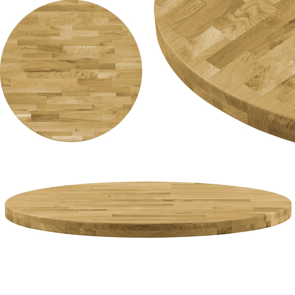 vidaXL Tafelblad rond 23 mm 500 mm massief eikenhout