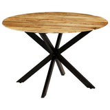 vidaXL Dining Table Ø110x78 cm Solid Mango Wood and Steel
