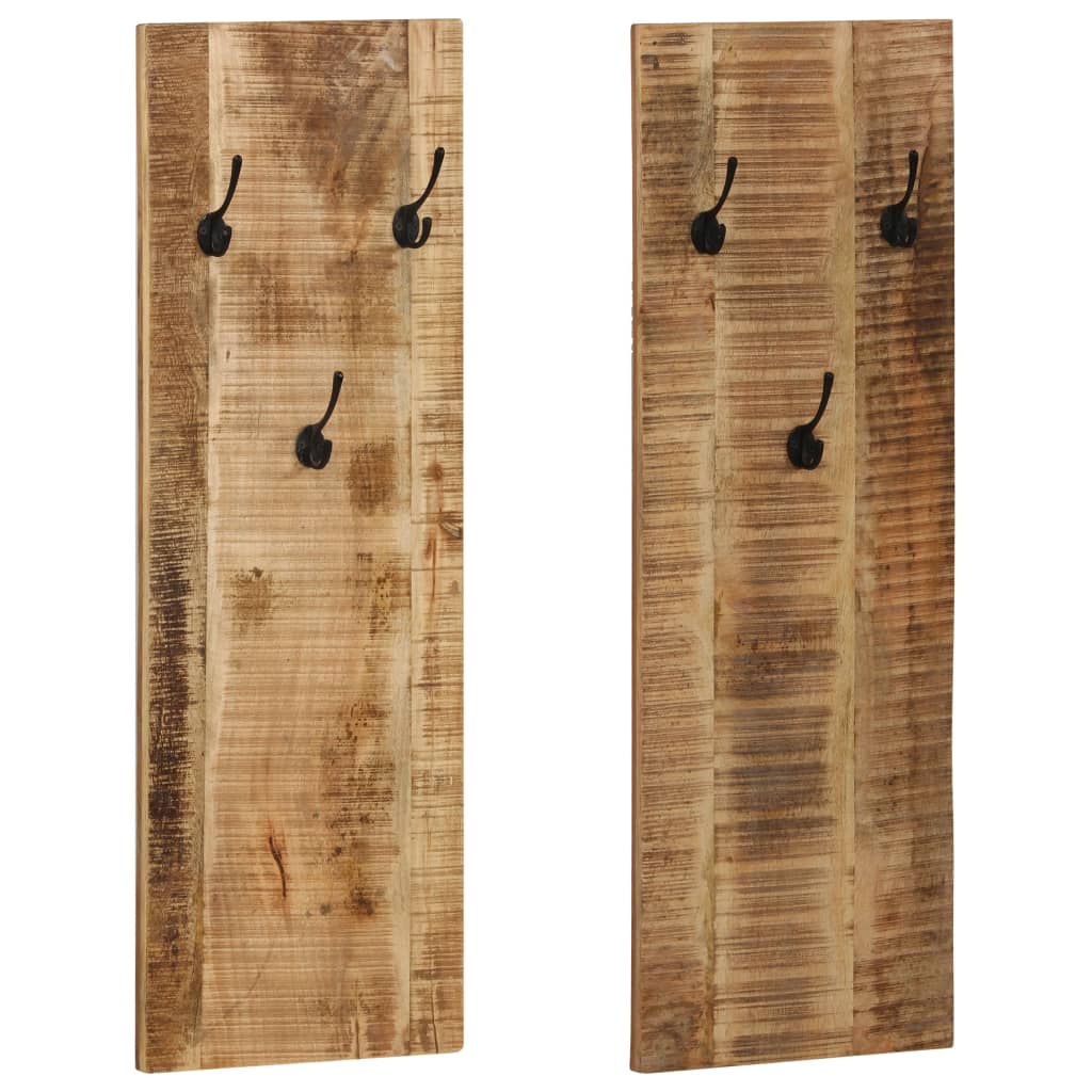 vidaXL Wall-Mounted Coat Racks 2 pcs 36x110x3 cm Solid Mango Wood