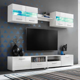 vidaXL TV Cabinet Set with LED Lights High Gloss White 5-piece