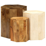 vidaXL 3-Piece Coffee Table Set Solid Mango Wood