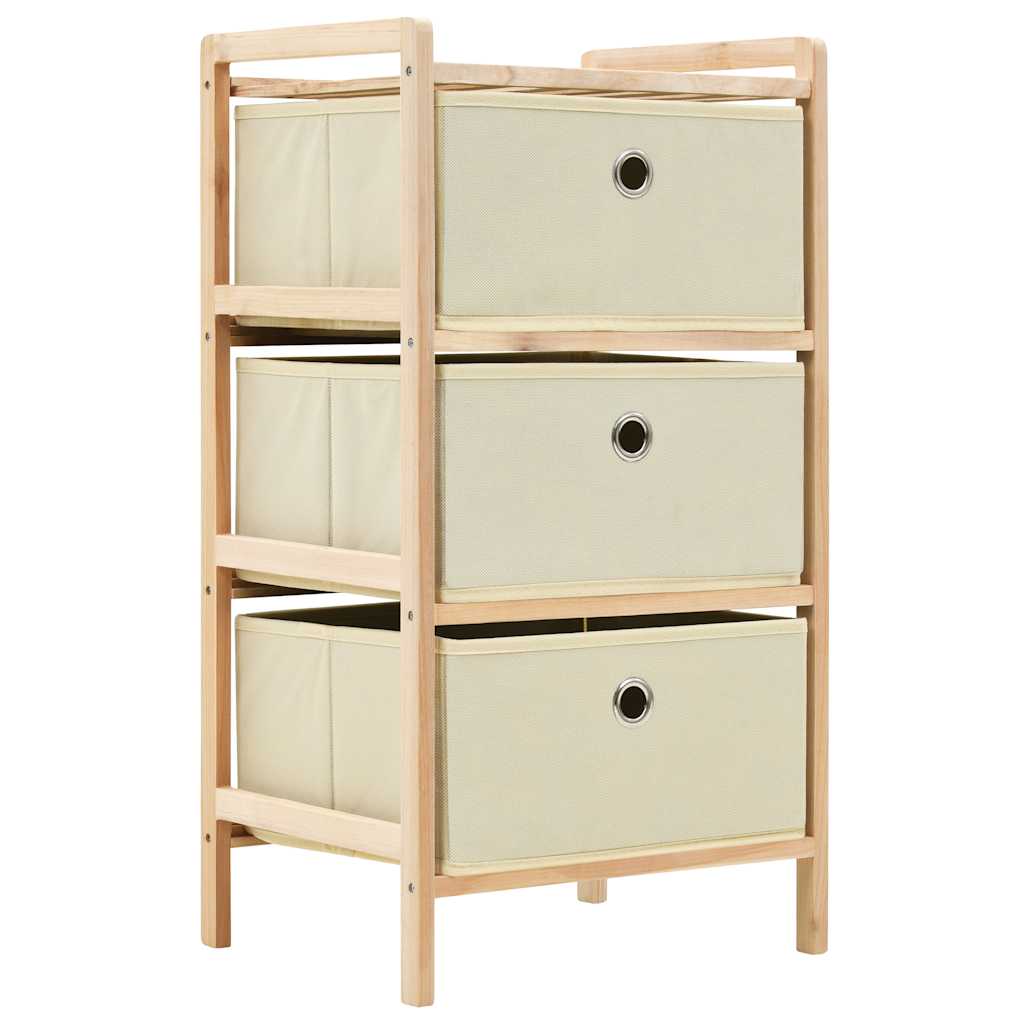 vidaXL Opbergmeubel met 3 stoffen manden cederhout beige