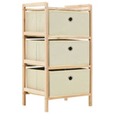 vidaXL Opbergmeubel met 3 stoffen manden cederhout beige
