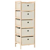 vidaXL Opbergmeubel met 3 stoffen manden cederhout beige