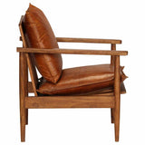 vidaXL Fauteuil echt leer met acaciahout bruin