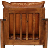 vidaXL Fauteuil echt leer met acaciahout bruin