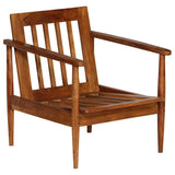 vidaXL Fauteuil echt leer met acaciahout bruin