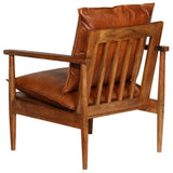 vidaXL Fauteuil echt leer met acaciahout bruin