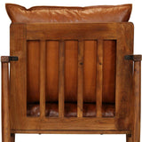 vidaXL Fauteuil echt leer met acaciahout bruin