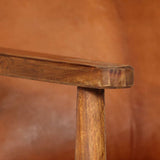 vidaXL Fauteuil echt leer met acaciahout bruin