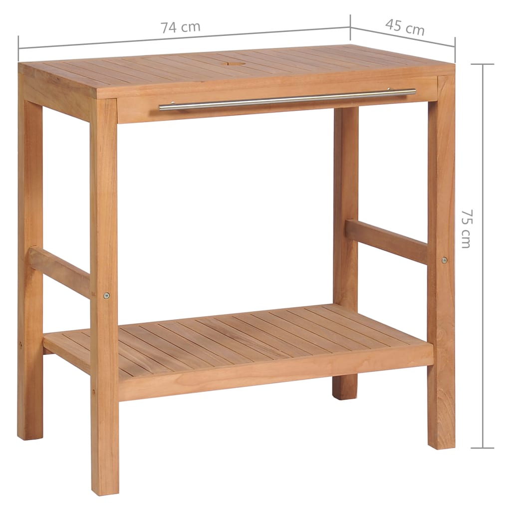 vidaXL Badkamer wastafelkast 74x45x75 cm massief teakhout