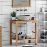 vidaXL Bathroom Vanity Cabinet with River Stone Sink Teak