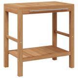 vidaXL Bathroom Vanity Cabinet with River Stone Sink Teak