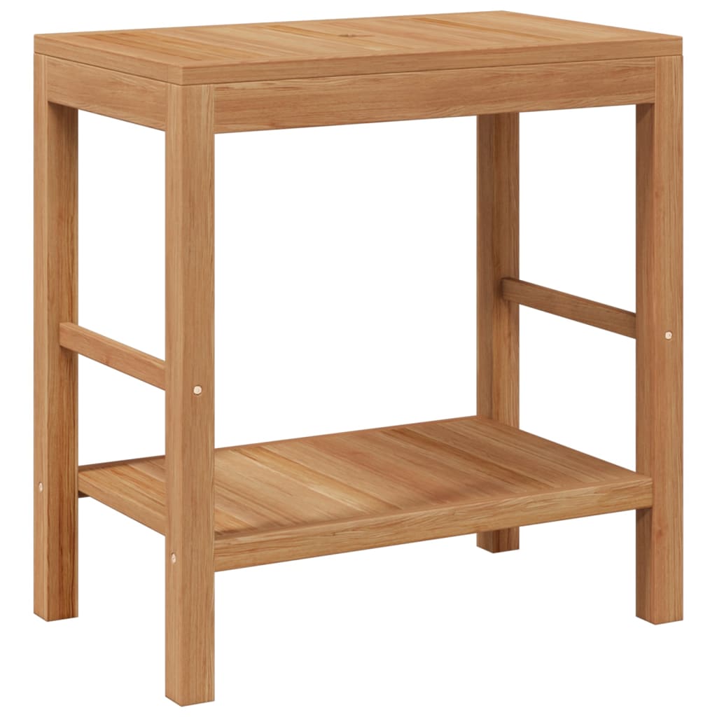 vidaXL Bathroom Vanity Cabinet with River Stone Sink Teak
