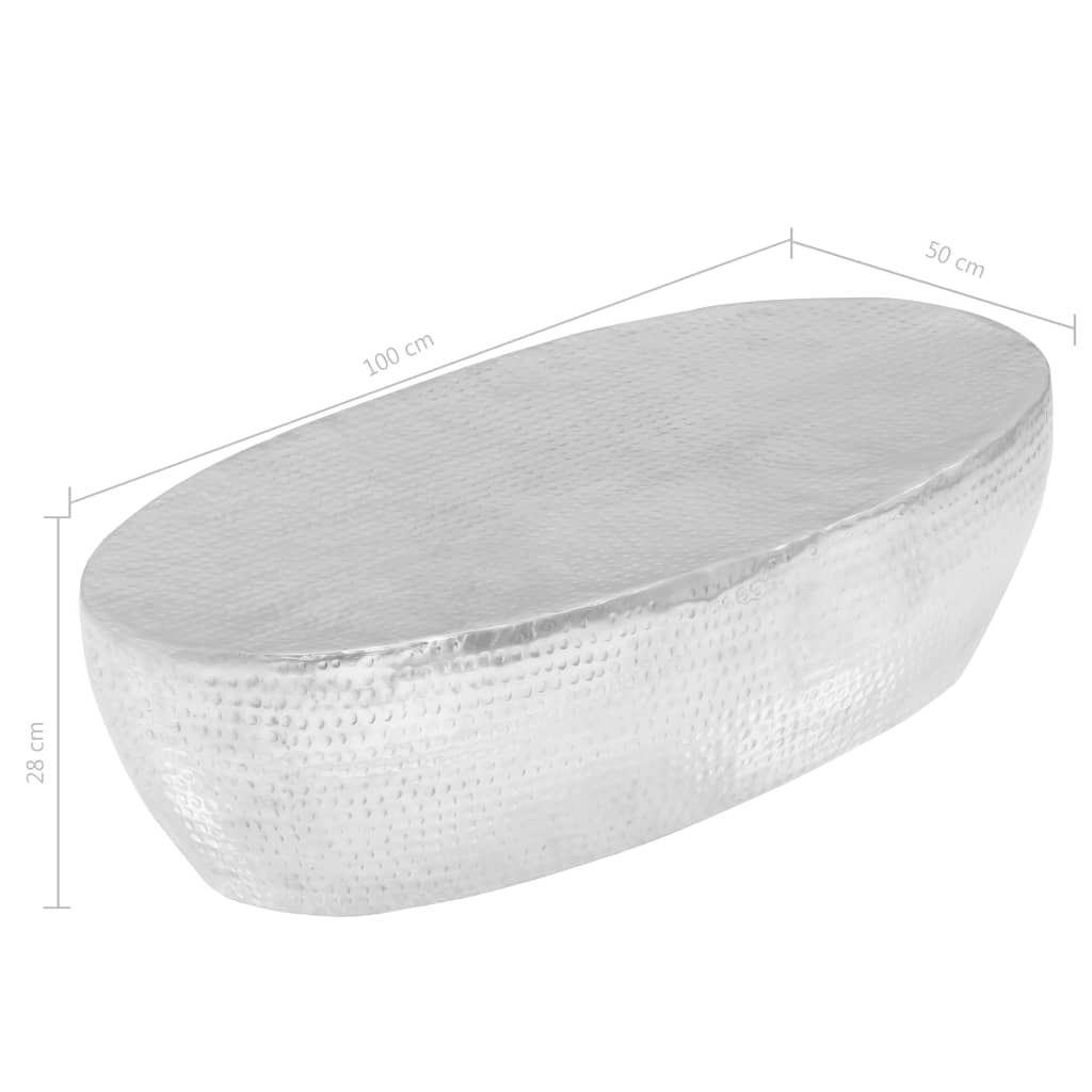 vidaXL coffee table 100x50x28 cm hammered aluminium silver