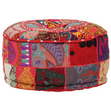 vidaXL Patchwork Round Handmade Pouf 40x20 cm Cotton Red