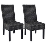 vidaXL Eetkamerstoelen 2 st kubu rattan en mahoniehout lichtbruin