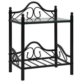 vidaXL Bedside cabinet 45x30.5x60 cm steel and tempered glass black