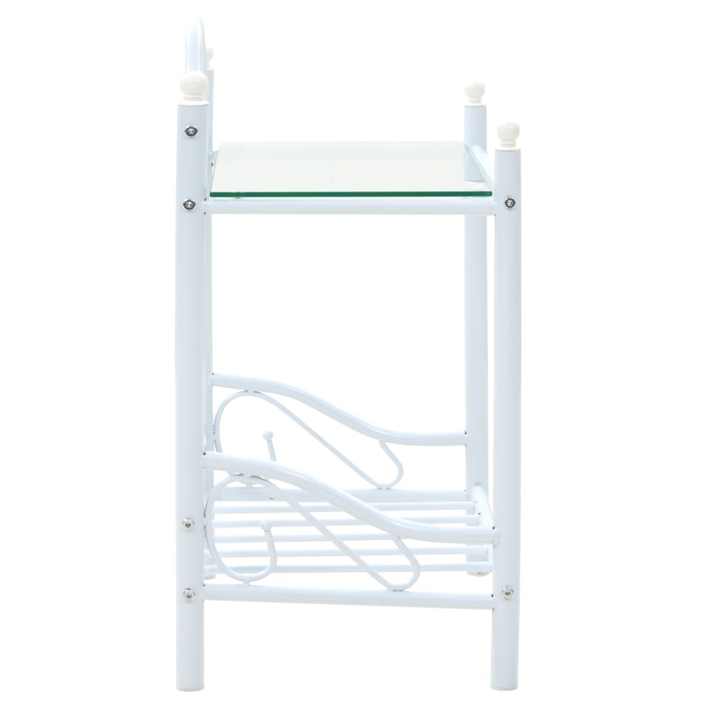 vidaXL Bedside cabinet 45x30.5x60 cm steel and tempered glass black