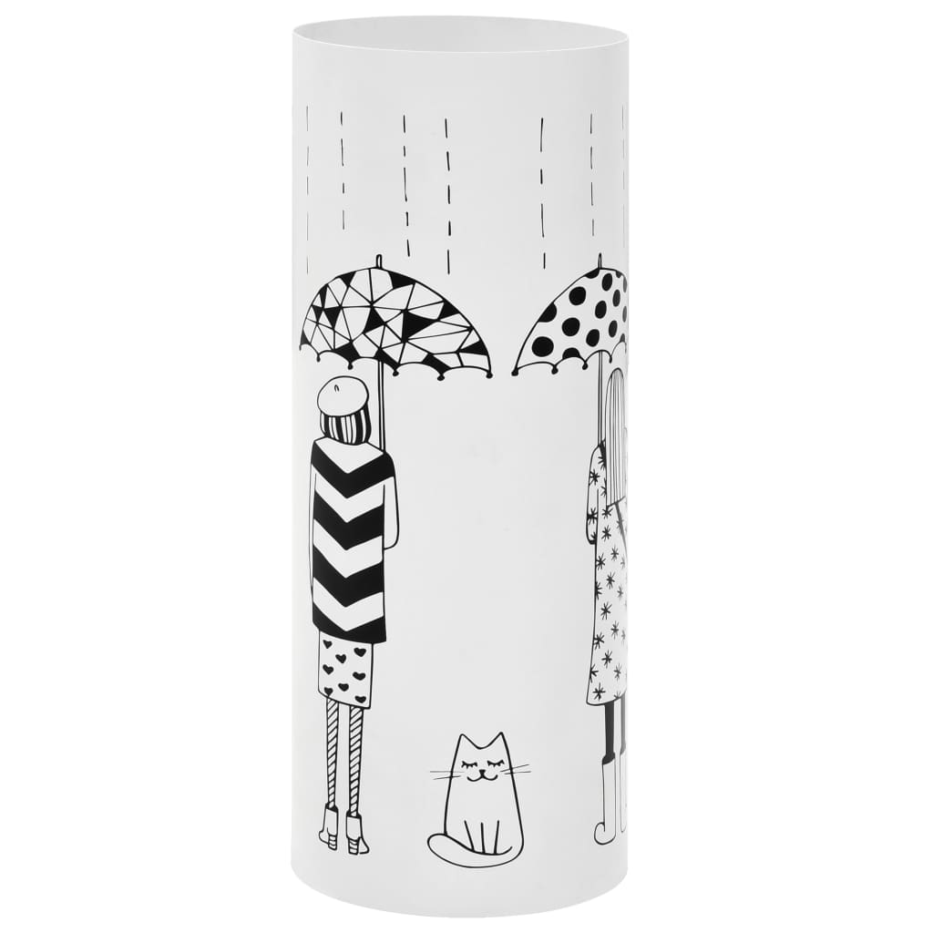 vidaXL Umbrella and Walking Stick Holder White Square Steel 48.5 cm