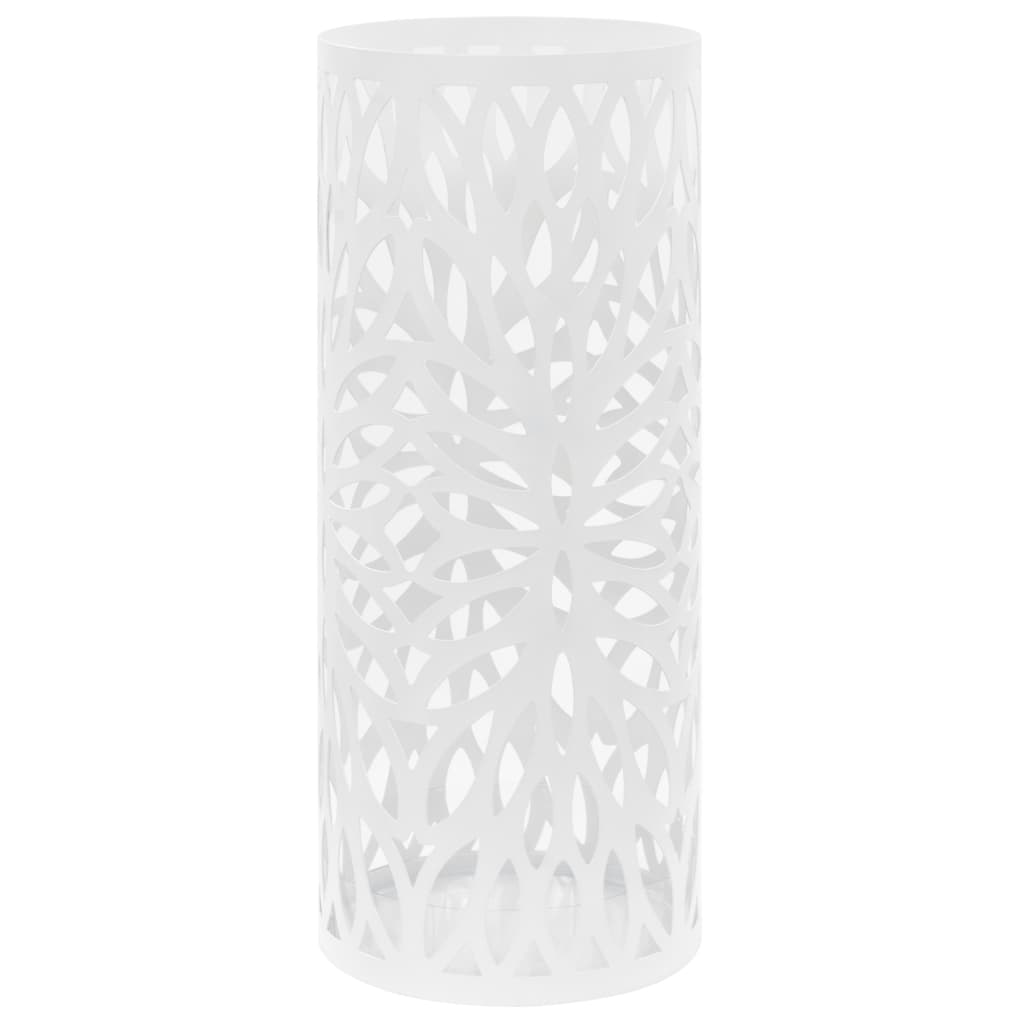 vidaXL Umbrella and Walking Stick Holder White Square Steel 48.5 cm