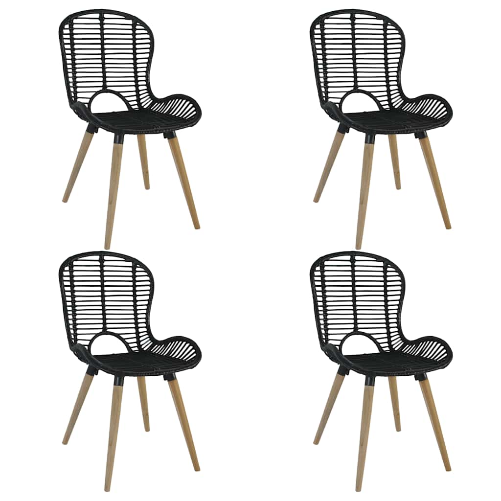 vidaXL Eetkamerstoelen 2 st natuurlijk rattan zwart