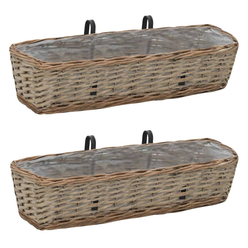 vidaXL Balkonbakken 2 st 40 cm wicker met PE-voering