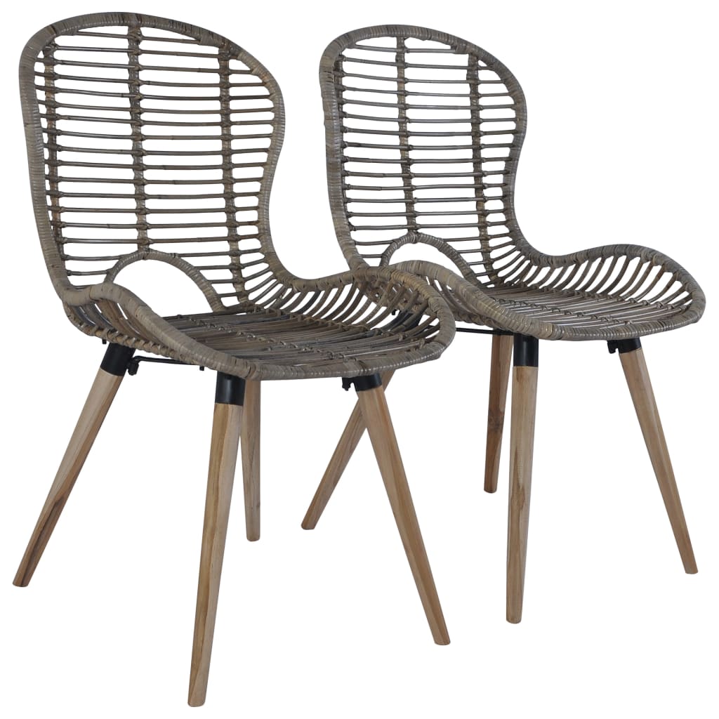 vidaXL Eetkamerstoelen 2 st natuurlijk rattan zwart