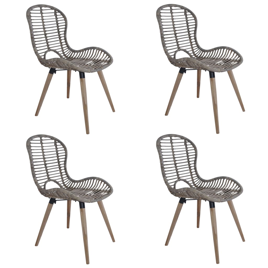 vidaXL Eetkamerstoelen 2 st natuurlijk rattan zwart