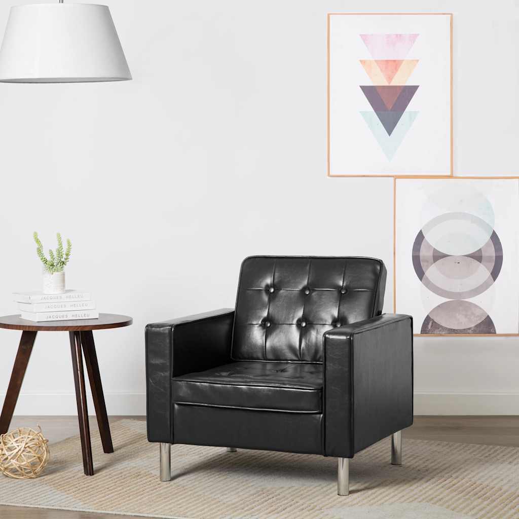 vidaXL Fauteuil zwart 75x70x75 cm kunstleer