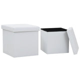 vidaXL Folding Storage Ottomans 2 pcs Faux Leather Black