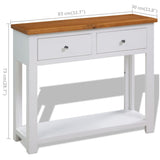 vidaXL Wandtafel 118x35x77 cm massief eikenhout